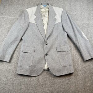Pendleton Suit Jacket Mens 42 Long Tweed Sports Coat Blazer Elbow Patches Wool
